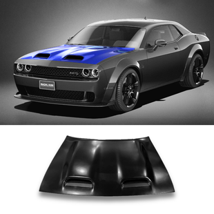 2008 - 2023 Dodge Challenger / SRT Hellcat Redeye Style Dual Snorkel Aluminum Hood