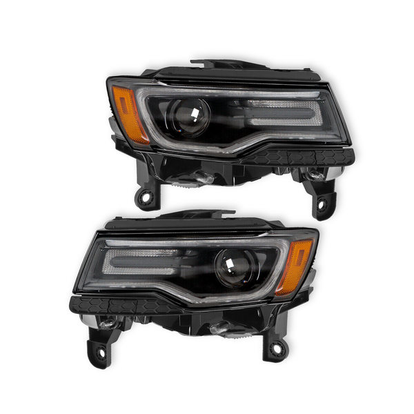 Pair 2014-2021 Jeep Grand Cherokee HID / Xenon Headlights Assembly Black