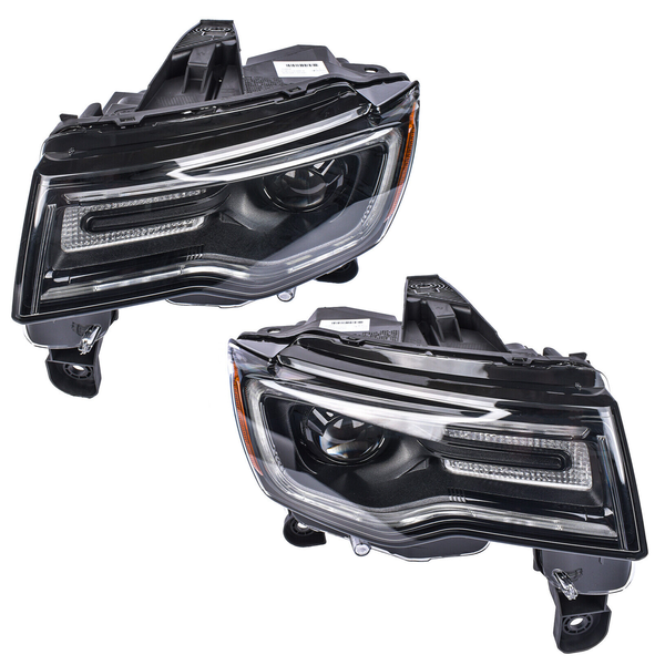 Pair 2014-2021 Jeep Grand Cherokee HID / Xenon Headlights Assembly Black