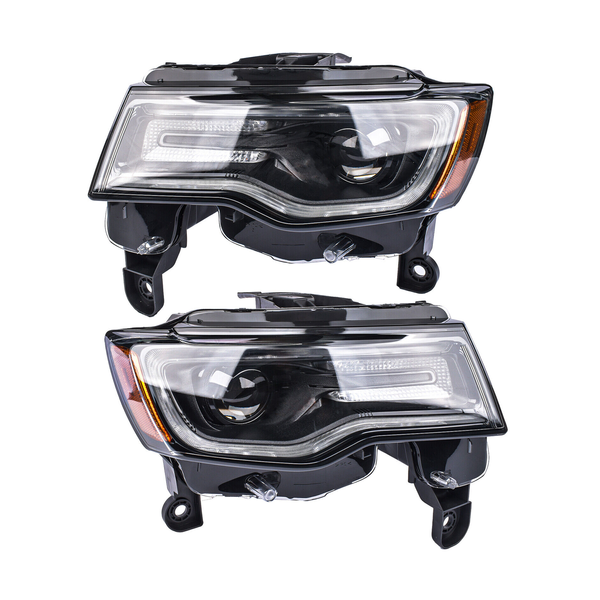 Pair 2014-2021 Jeep Grand Cherokee HID / Xenon Headlights Assembly Black